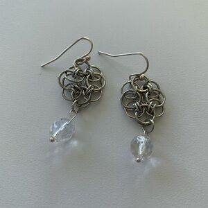 Helmsweave chainmaille and crystal earrings